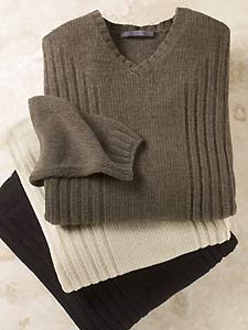 V-neck Chenille Sweater