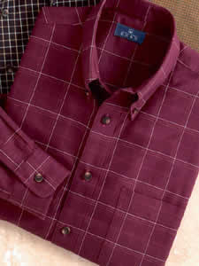 Enro No-Iron Burgundy Windowpane Shirt