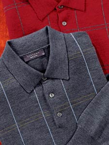 Merino Wool Windowpane Polo